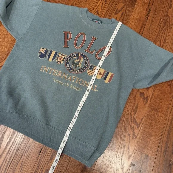 Vintage American Eagle Polo International Fleece Sweatshirt Men's L‎ Green USA